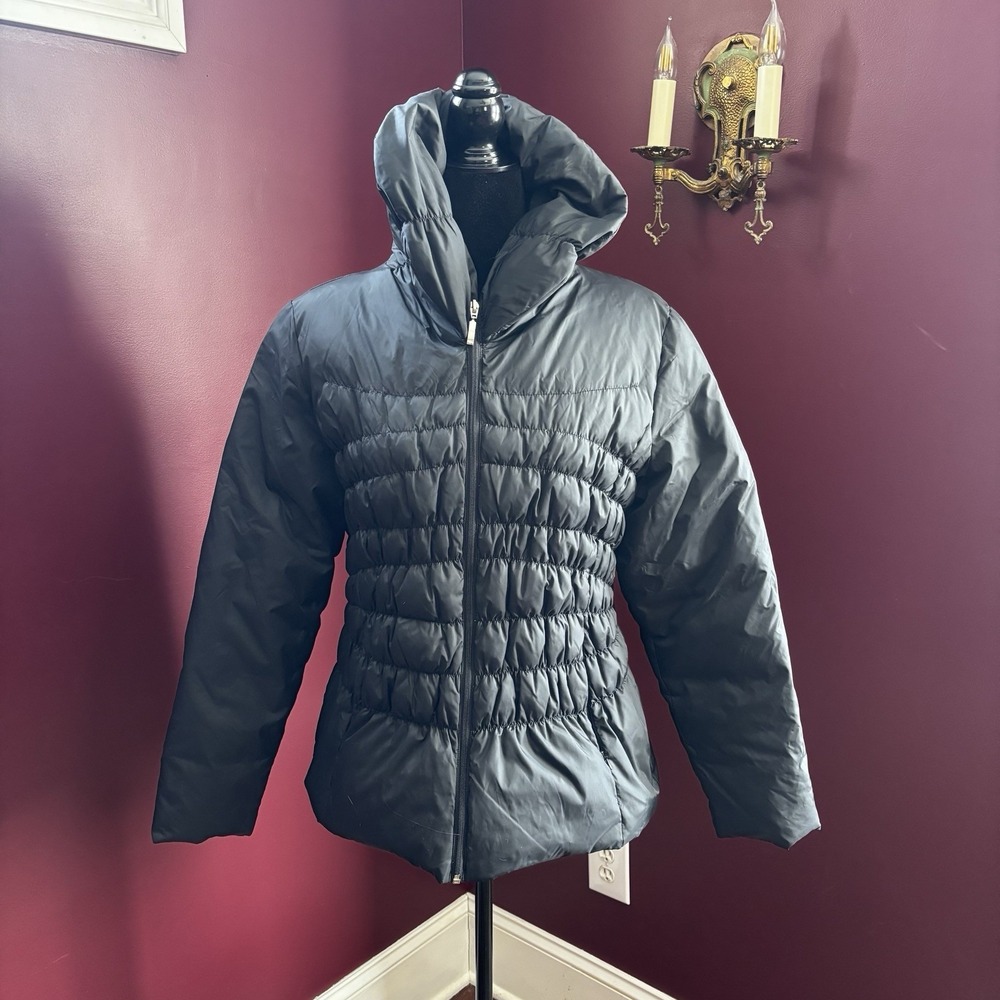 Nine West Women Sz XL Fitted Black Down-Filled Puffer Quilted Winter Coat - Picture 3 of 8